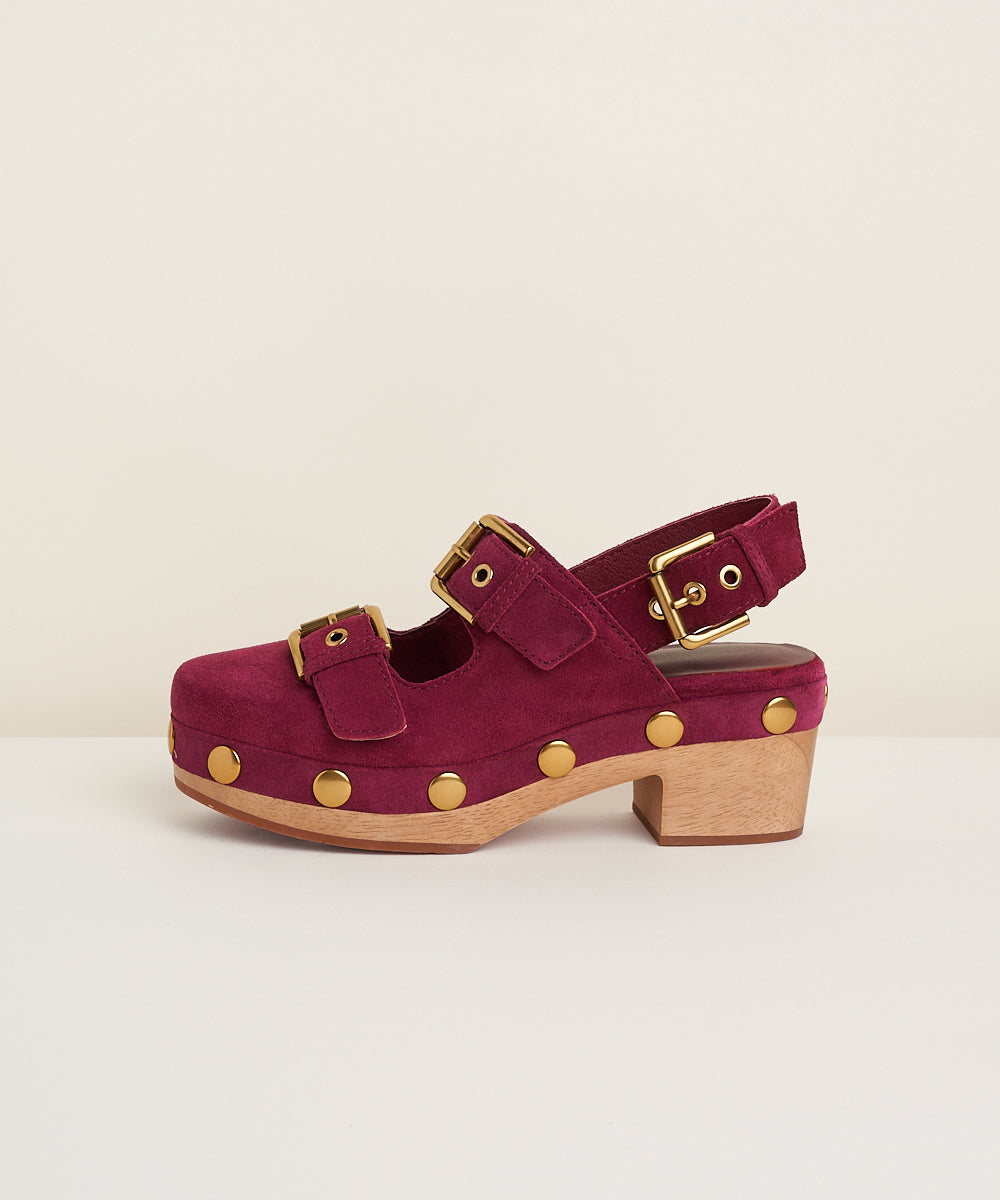 Red heeled clogs online