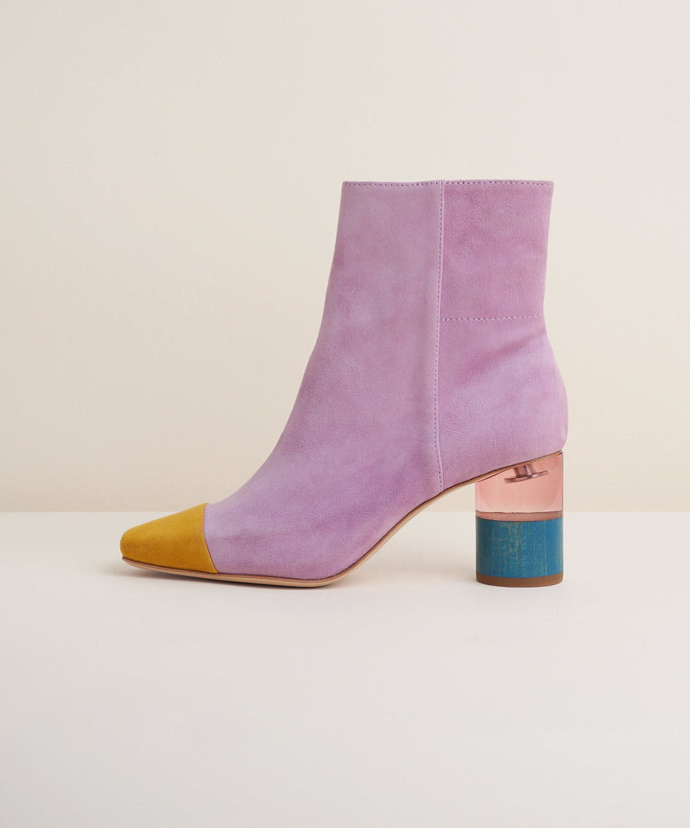 Memphis Suede Ankle Colorblock Heeled Boots Nassau Multi Pink Purple Charlotte Stone