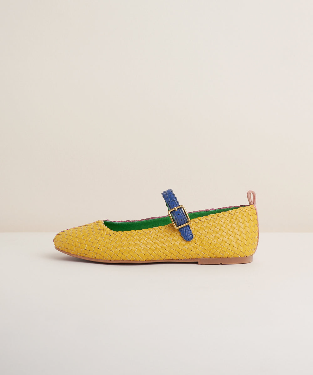 Raleigh Collegiate Mary-Jane Ballet Flat, Woven Leather Kortman