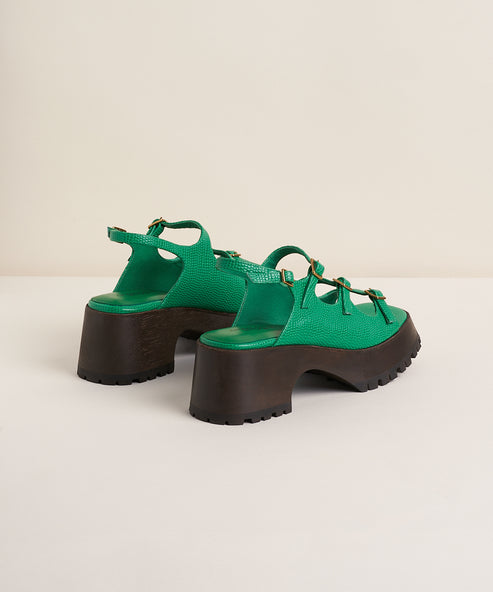 Ira small buckle chunky clog sandal, Kite Green – Charlotte Stone