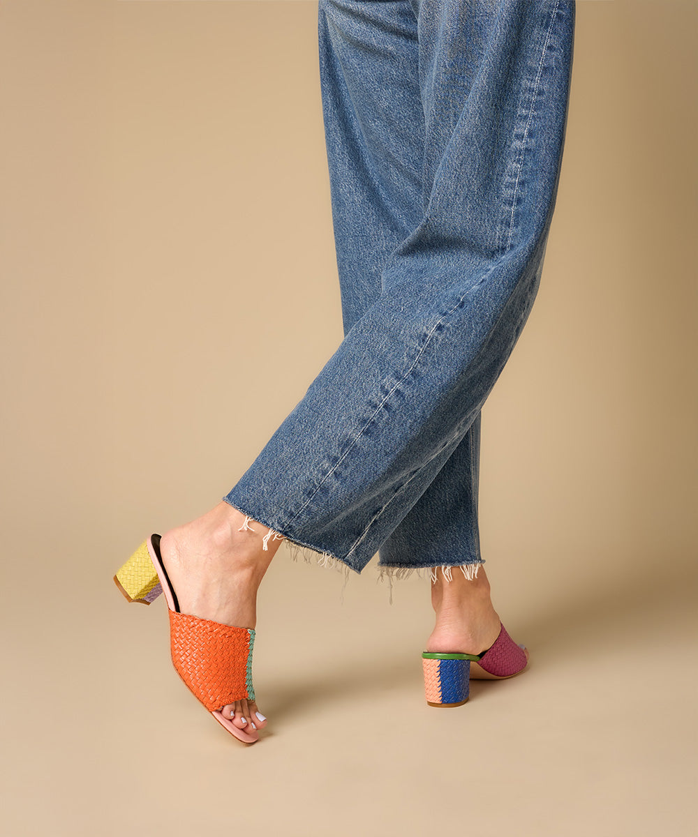 Lenu Woven Block Heel Mule, Kortman Multi Color – Charlotte Stone