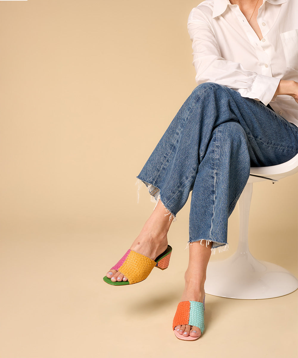 Lenu Woven Block Heel Mule, Kortman Multi Color – Charlotte