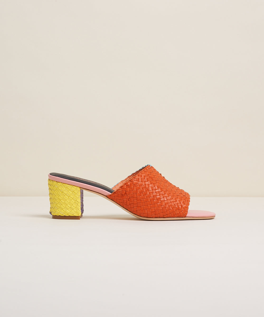 Lenu Woven Block Heel Mule, Kortman Multi Color – Charlotte Stone