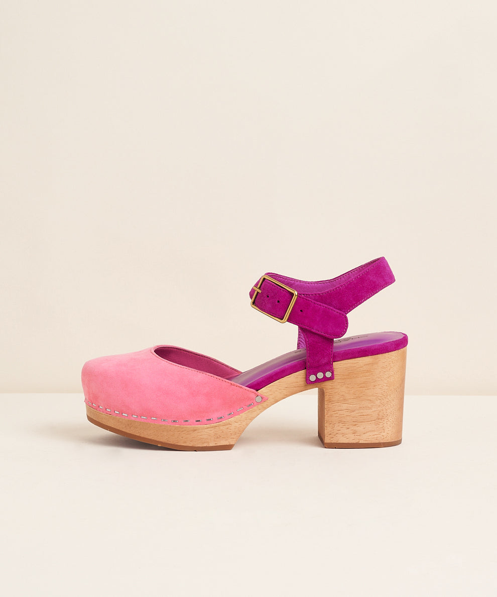 Maud Two Tone Mary Jane Clog, Pink & Purple – Charlotte Stone