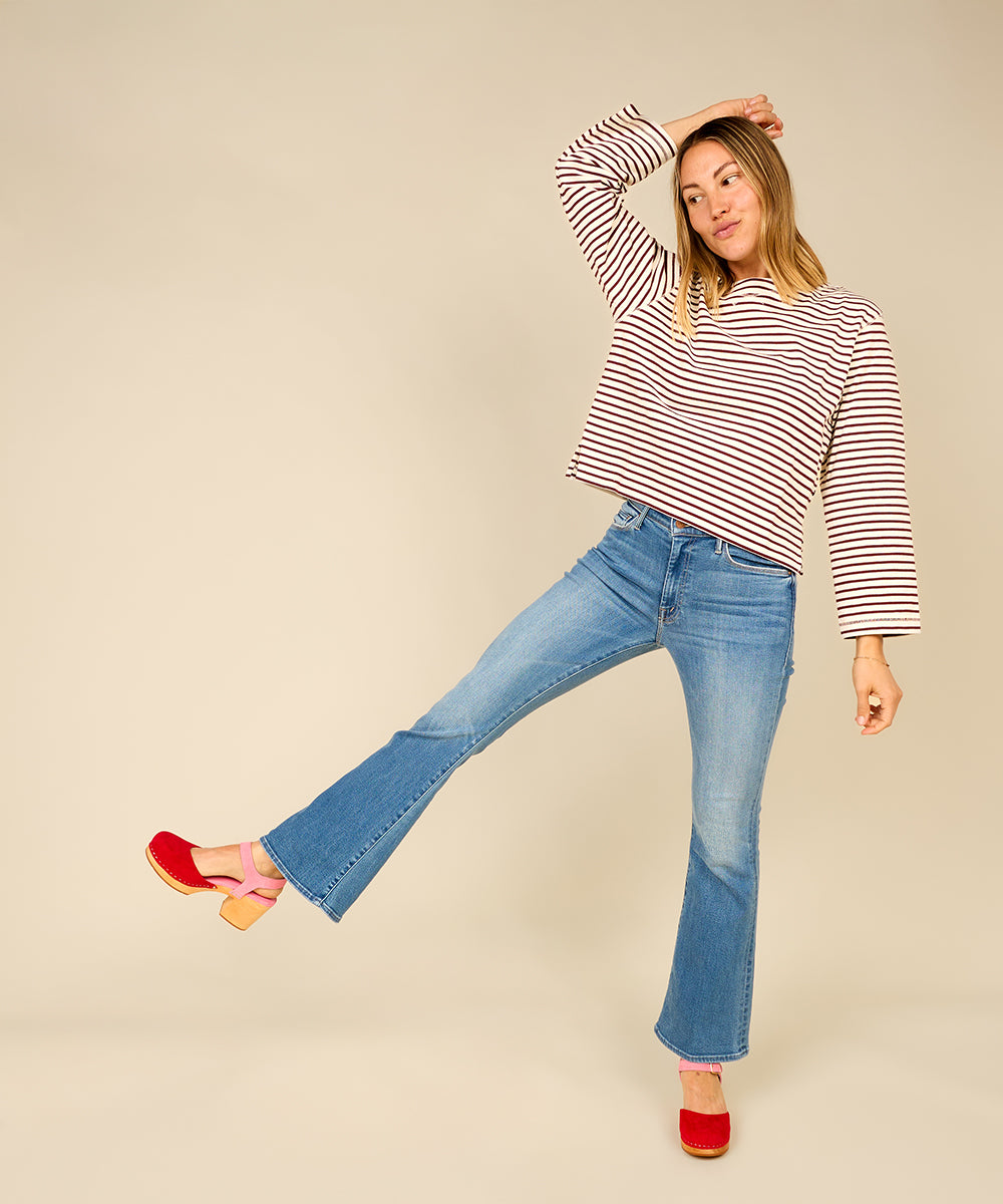 Maud Two Tone Mary Jane Clog, Vamp Red with Flamingo Pink