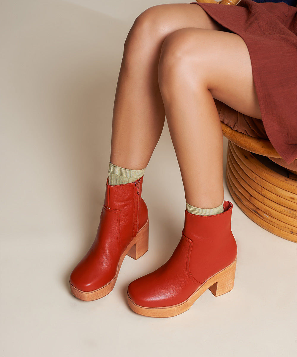 Red clog boots on sale