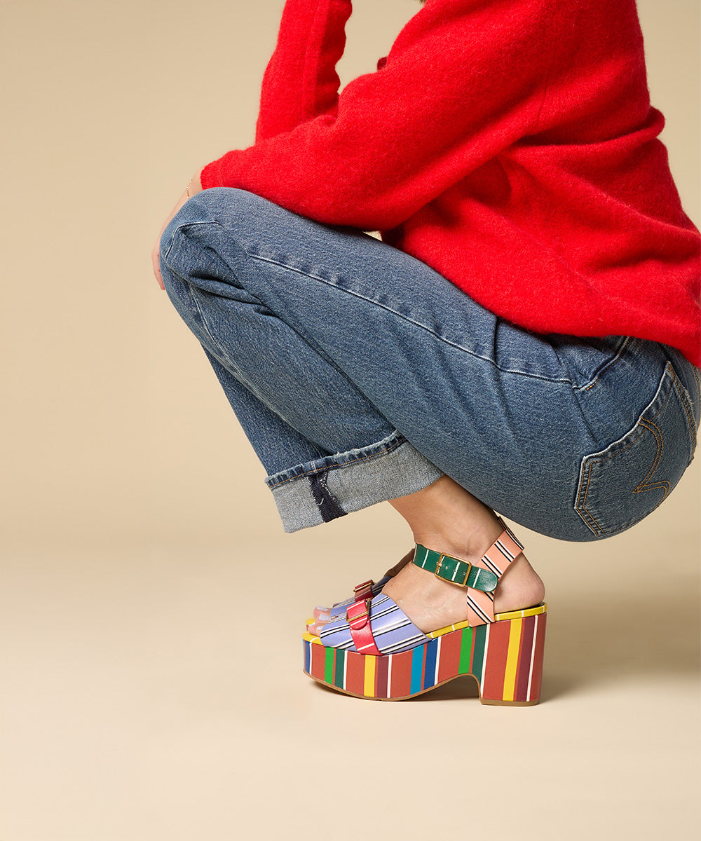 Raf Retro 70s Inspired Platform, Columbia Stripe – Charlotte Stone