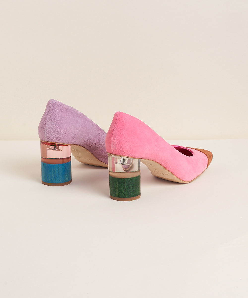 Risa Suede Pump With Colorblock Heel, Nassau Multi Color