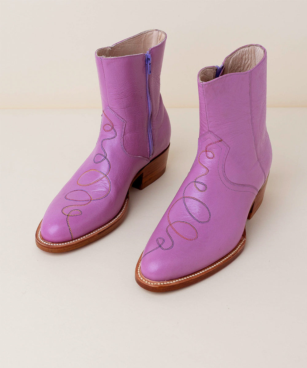 Tessie Ankle Cowboy Boot, Orchid Purple – Charlotte Stone