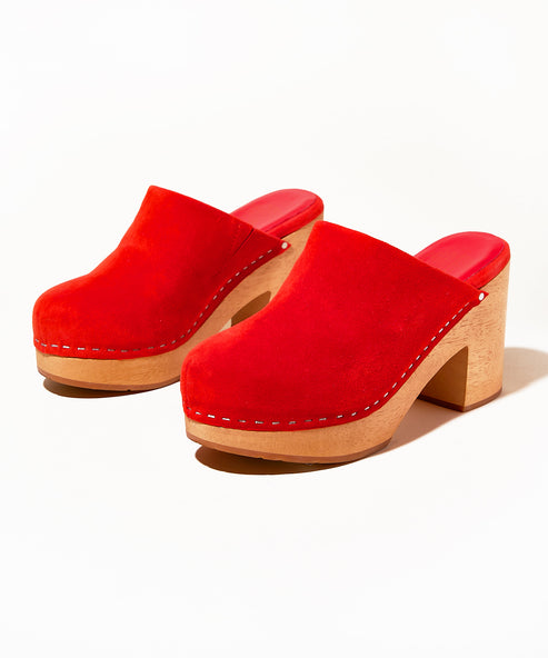 Marlo Low Heel Wooden Clog, Pimento Red – Charlotte Stone