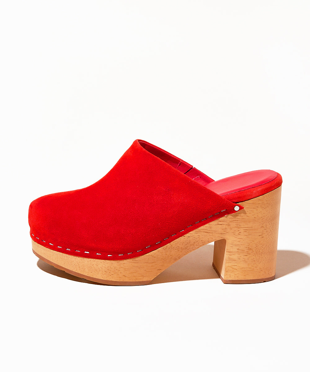 Marlo Low Heel Wooden Clog, Pimento Red – Charlotte Stone